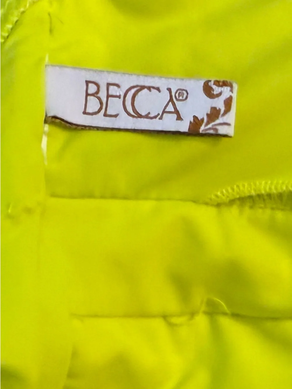 Becca Prima Twist Front One-Piece Swimsuit Zesty Neon Yellow Cutouts Sz S? DESC